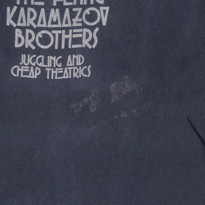 Vintage 80'S Hanes printed T-shirt, made in the USA, size L for men cotton navy blue type Vintage Second Hand