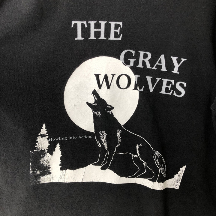 ~90'S Fruit of the Loom Wolf Pattern Animal T-Shirt, Made in USA, Men's Size L (Equivalent), Vintage cotton black type Vintage Second Hand