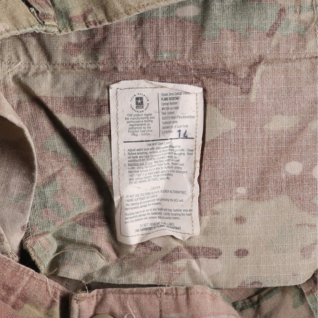 Authentic US military Multicam Camo Ripstop Military Cargo Pants, Size Large-Regular, Made in USA Rayon Khaki type Vintage Second Hand