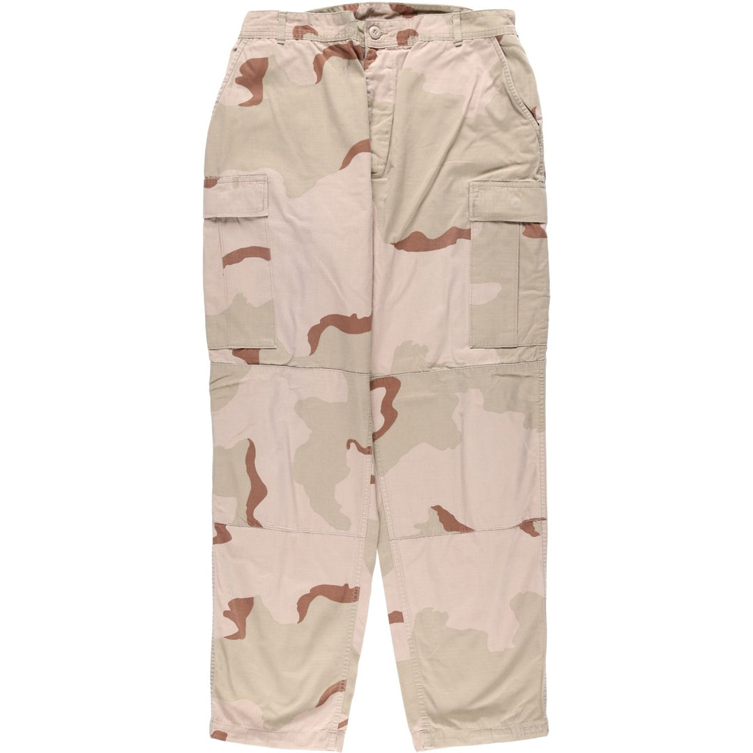 1990'S US Military Issue Desert Camo Ripstop Military Cargo Pants, Made in USA, Large-Long, Men's W37 (approx.), Vintage Nylon Beige type Vintage Second Hand