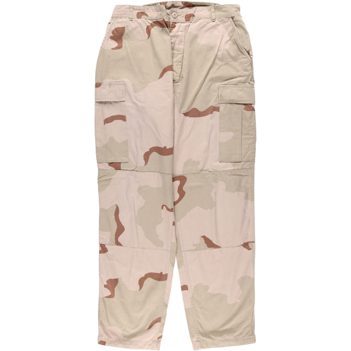 1990'S US Military Issue Desert Camo Ripstop Military Cargo Pants, Made in USA, Large-Long, Men's W37 (approx.), Vintage Nylon Beige type Vintage Second Hand