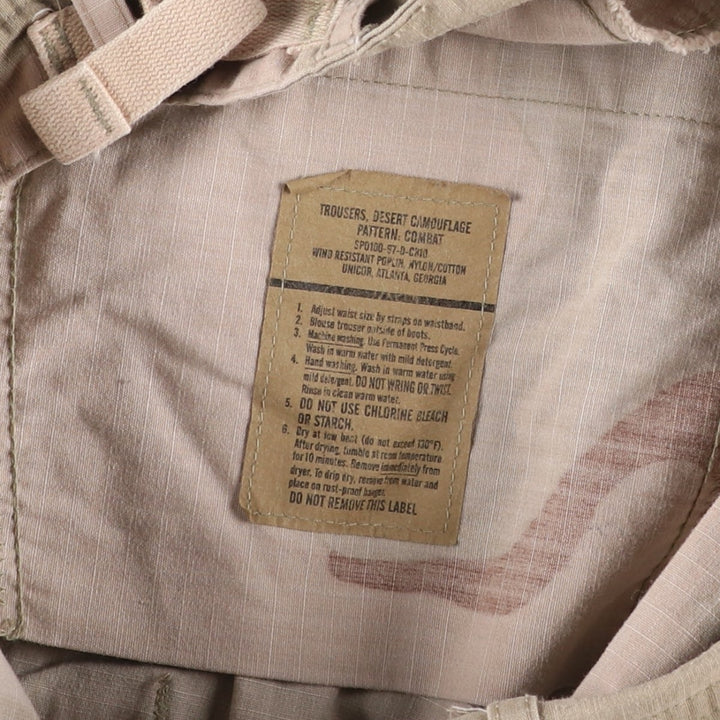 1990'S US Military Issue Desert Camo Ripstop Military Cargo Pants, Made in USA, Large-Long, Men's W37 (approx.), Vintage Nylon Beige type Vintage Second Hand