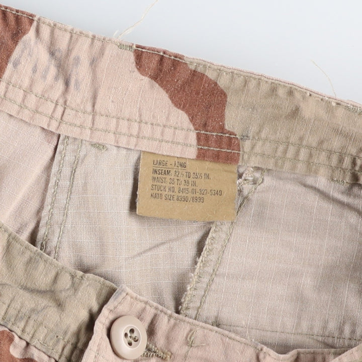1990'S US Military Issue Desert Camo Ripstop Military Cargo Pants, Made in USA, Large-Long, Men's W37 (approx.), Vintage Nylon Beige type Vintage Second Hand