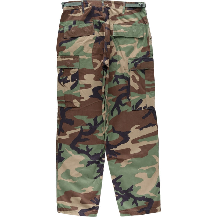 2000'S US Military Issue Woodland Camo Ripstop Military Cargo Pants Combat Pants Made in USA MEDIUM-REGULAR Nylon Khaki type Vintage Second Hand