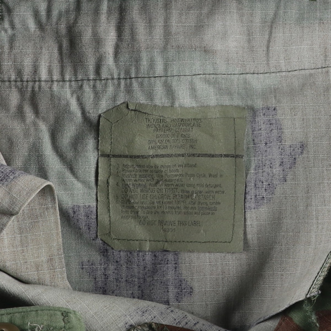 2000'S US Military Issue Woodland Camo Ripstop Military Cargo Pants Combat Pants Made in USA MEDIUM-REGULAR Nylon Khaki type Vintage Second Hand
