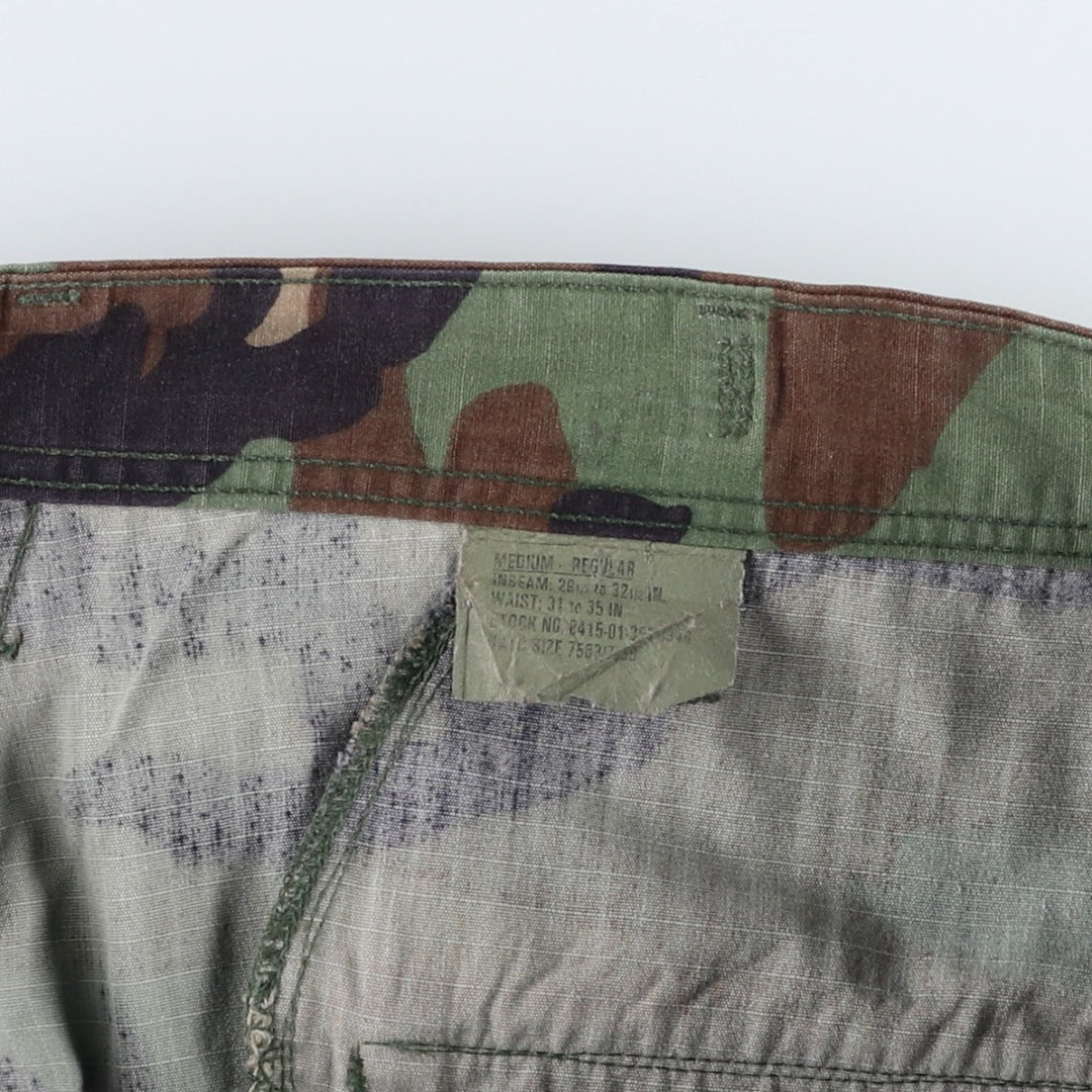 2000'S US Military Issue Woodland Camo Ripstop Military Cargo Pants Combat Pants Made in USA MEDIUM-REGULAR Nylon Khaki type Vintage Second Hand
