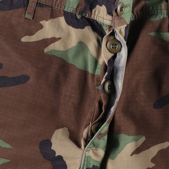 2000'S US Military Issue Woodland Camo Ripstop Military Cargo Pants Combat Pants Made in USA MEDIUM-REGULAR Nylon Khaki type Vintage Second Hand