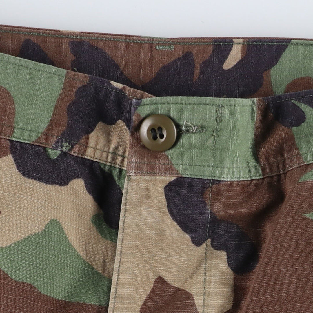 2000'S US Military Issue Woodland Camo Ripstop Military Cargo Pants Combat Pants Made in USA MEDIUM-REGULAR Nylon Khaki type Vintage Second Hand