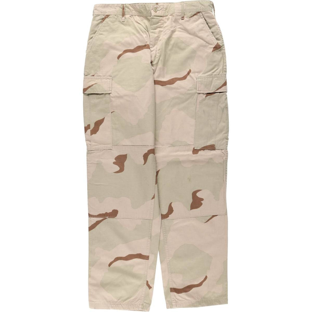 2000'S US Military Issue 3C Desert Camo Ripstop Military Cargo Pants Combat Pants Made in USA MEDIUM-REGULAR Nylon Beige type Vintage Second Hand