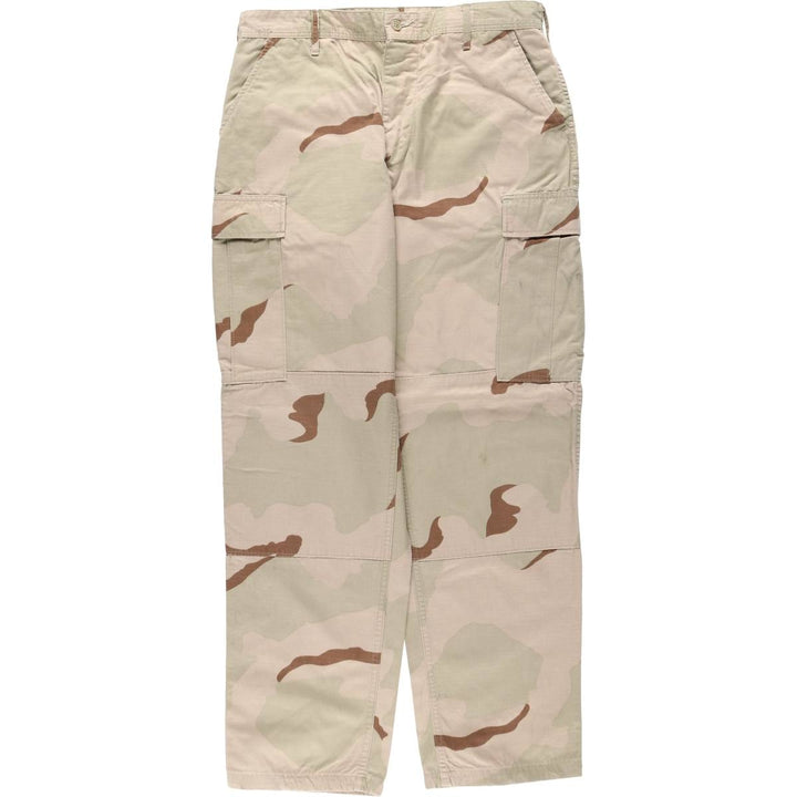 2000'S US Military Issue 3C Desert Camo Ripstop Military Cargo Pants Combat Pants Made in USA MEDIUM-REGULAR Nylon Beige type Vintage Second Hand
