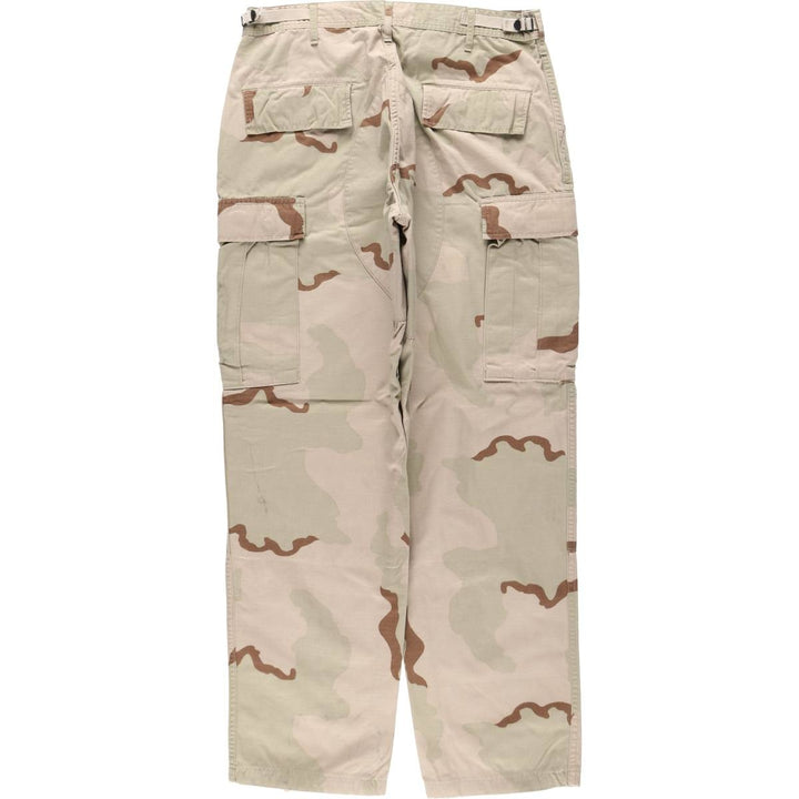 2000'S US Military Issue 3C Desert Camo Ripstop Military Cargo Pants Combat Pants Made in USA MEDIUM-REGULAR Nylon Beige type Vintage Second Hand