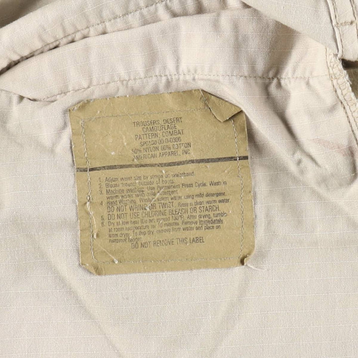 2000'S US Military Issue 3C Desert Camo Ripstop Military Cargo Pants Combat Pants Made in USA MEDIUM-REGULAR Nylon Beige type Vintage Second Hand
