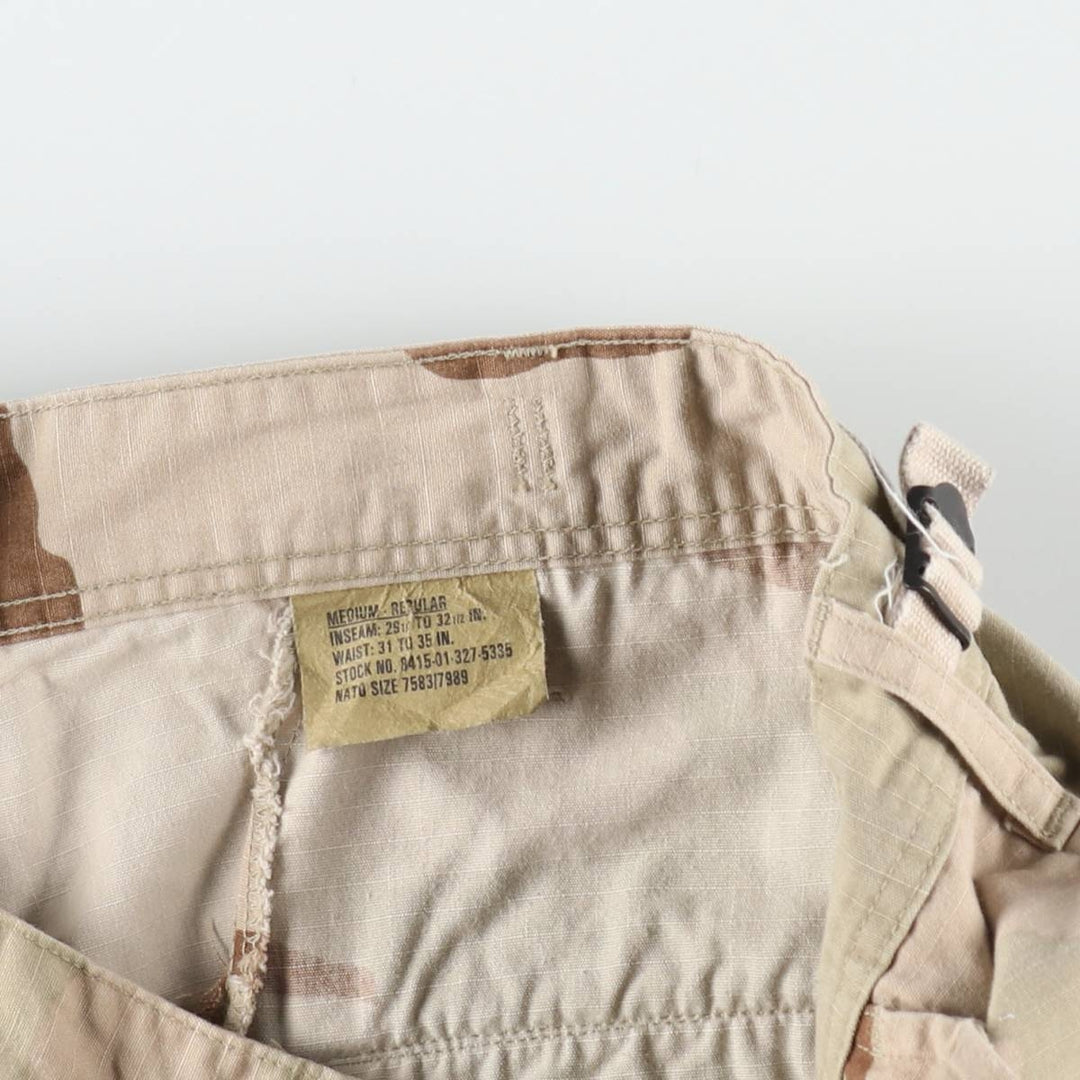 2000'S US Military Issue 3C Desert Camo Ripstop Military Cargo Pants Combat Pants Made in USA MEDIUM-REGULAR Nylon Beige type Vintage Second Hand