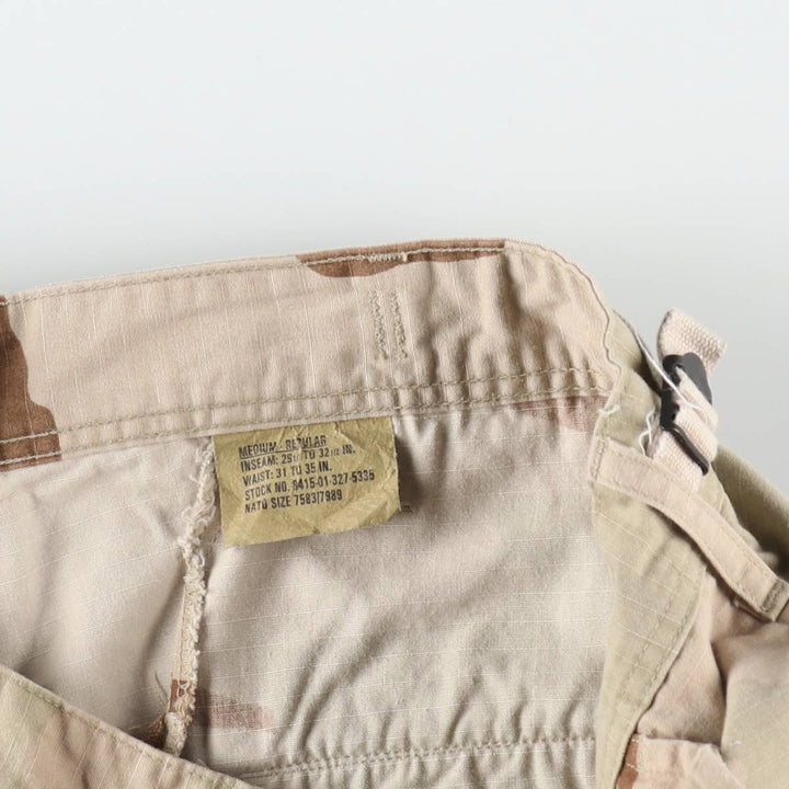 2000'S US Military Issue 3C Desert Camo Ripstop Military Cargo Pants Combat Pants Made in USA MEDIUM-REGULAR Nylon Beige type Vintage Second Hand