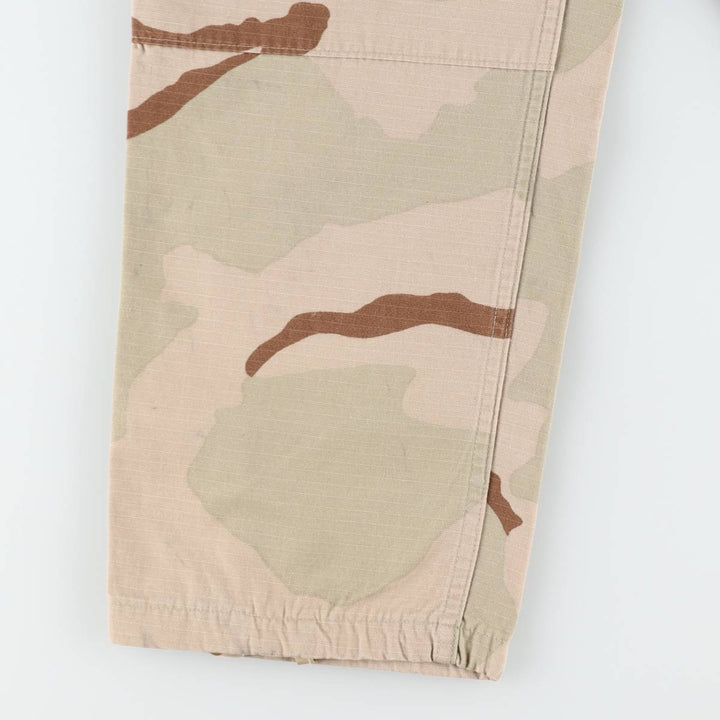 2000'S US Military Issue 3C Desert Camo Ripstop Military Cargo Pants Combat Pants Made in USA MEDIUM-REGULAR Nylon Beige type Vintage Second Hand