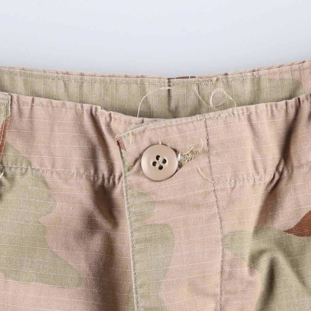 1990'S US Military Issue Camouflage Pattern 3C Desert Camo Ripstop Military Cargo Pants Combat Pants Made in USA MEDIUM-SHORT Nylon Beige type Vintage Second Hand