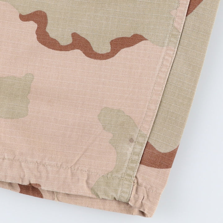 1990'S US Military Issue Camouflage Pattern 3C Desert Camo Ripstop Military Cargo Pants Combat Pants Made in USA MEDIUM-SHORT Nylon Beige type Vintage Second Hand