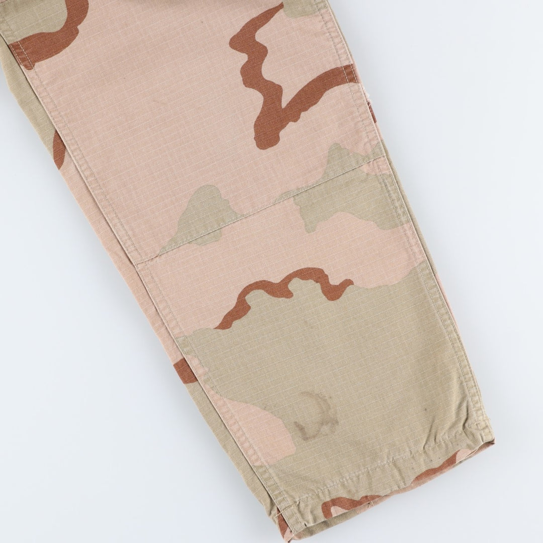 1990'S US Military Issue Camouflage Pattern 3C Desert Camo Ripstop Military Cargo Pants Combat Pants Made in USA MEDIUM-SHORT Nylon Beige type Vintage Second Hand