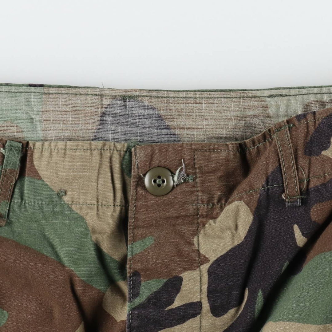1990'S US Military Issue Camouflage Pattern Woodland Camo Military Cargo Pants Combat Pants Made in USA MEDIUM-REGULAR Nylon Khaki type Vintage Second Hand