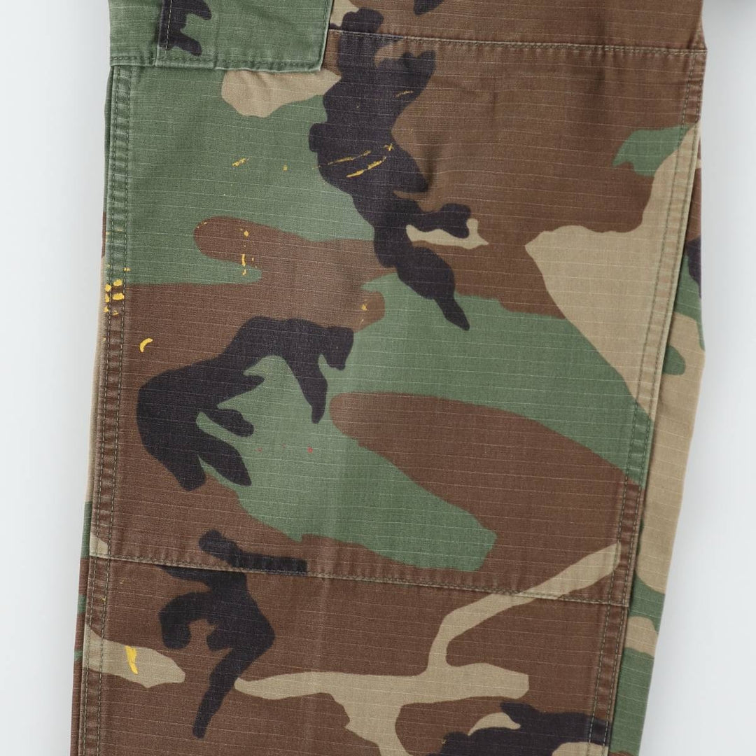 1990'S US Military Issue Camouflage Pattern Woodland Camo Military Cargo Pants Combat Pants Made in USA MEDIUM-REGULAR Nylon Khaki type Vintage Second Hand