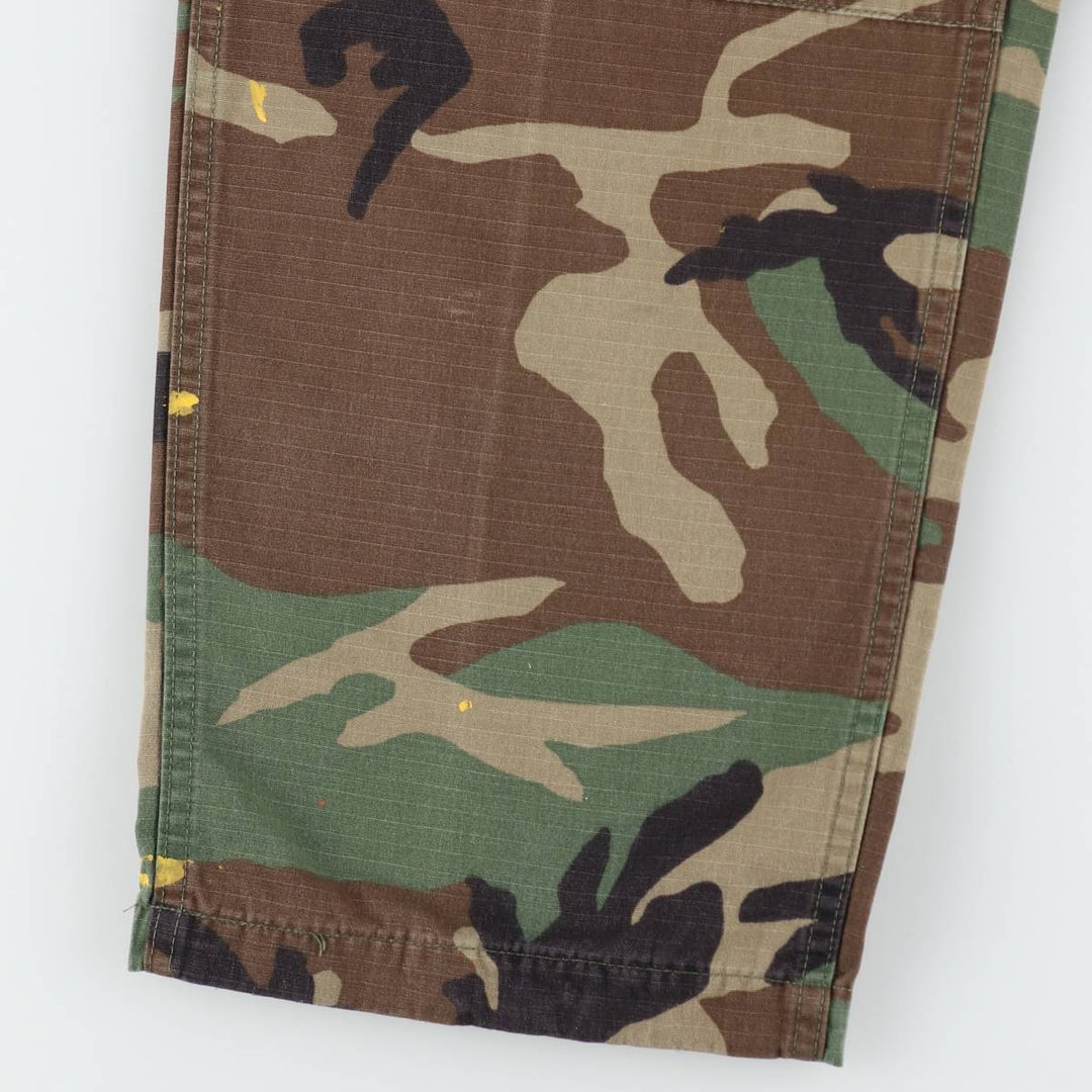 1990'S US Military Issue Camouflage Pattern Woodland Camo Military Cargo Pants Combat Pants Made in USA MEDIUM-REGULAR Nylon Khaki type Vintage Second Hand
