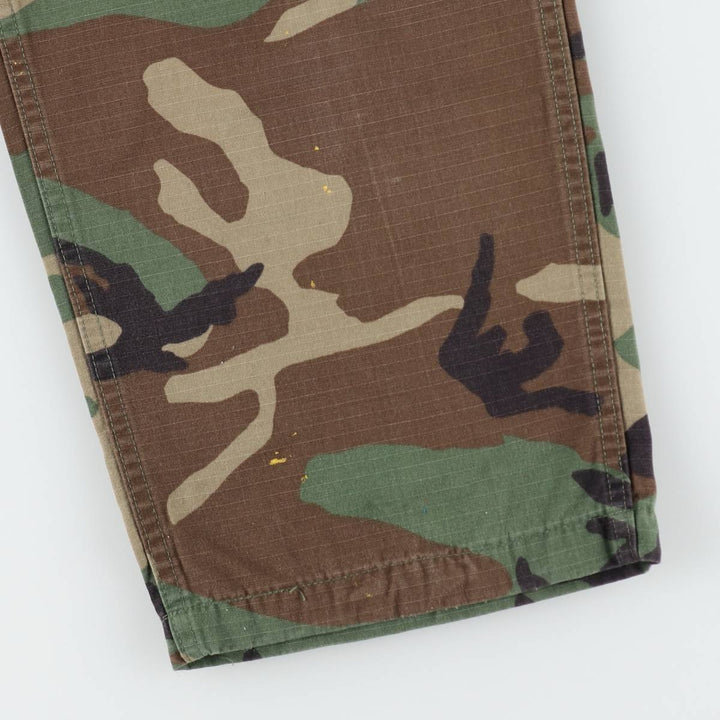 1990'S US Military Issue Camouflage Pattern Woodland Camo Military Cargo Pants Combat Pants Made in USA MEDIUM-REGULAR Nylon Khaki type Vintage Second Hand