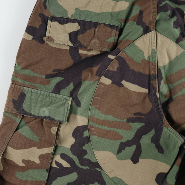 1990'S US Military Issue Camouflage Pattern Woodland Camo Military Cargo Pants Combat Pants Made in USA MEDIUM-REGULAR Nylon Khaki type Vintage Second Hand