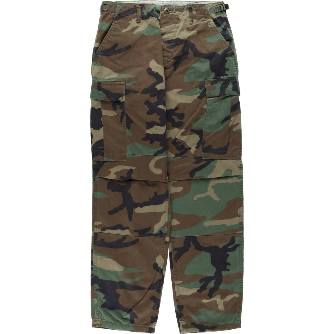 1990'S US Military Issue Camouflage Pattern Woodland Camo Military Cargo Pants Combat Pants Made in USA Men's W30 Equivalent Vintage cotton Khaki type Vintage Second Hand