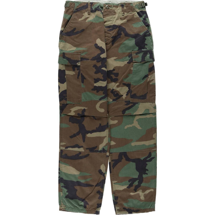 1990'S US Military Issue Camouflage Pattern Woodland Camo Military Cargo Pants Combat Pants Made in USA Men's W30 Equivalent Vintage cotton Khaki type Vintage Second Hand