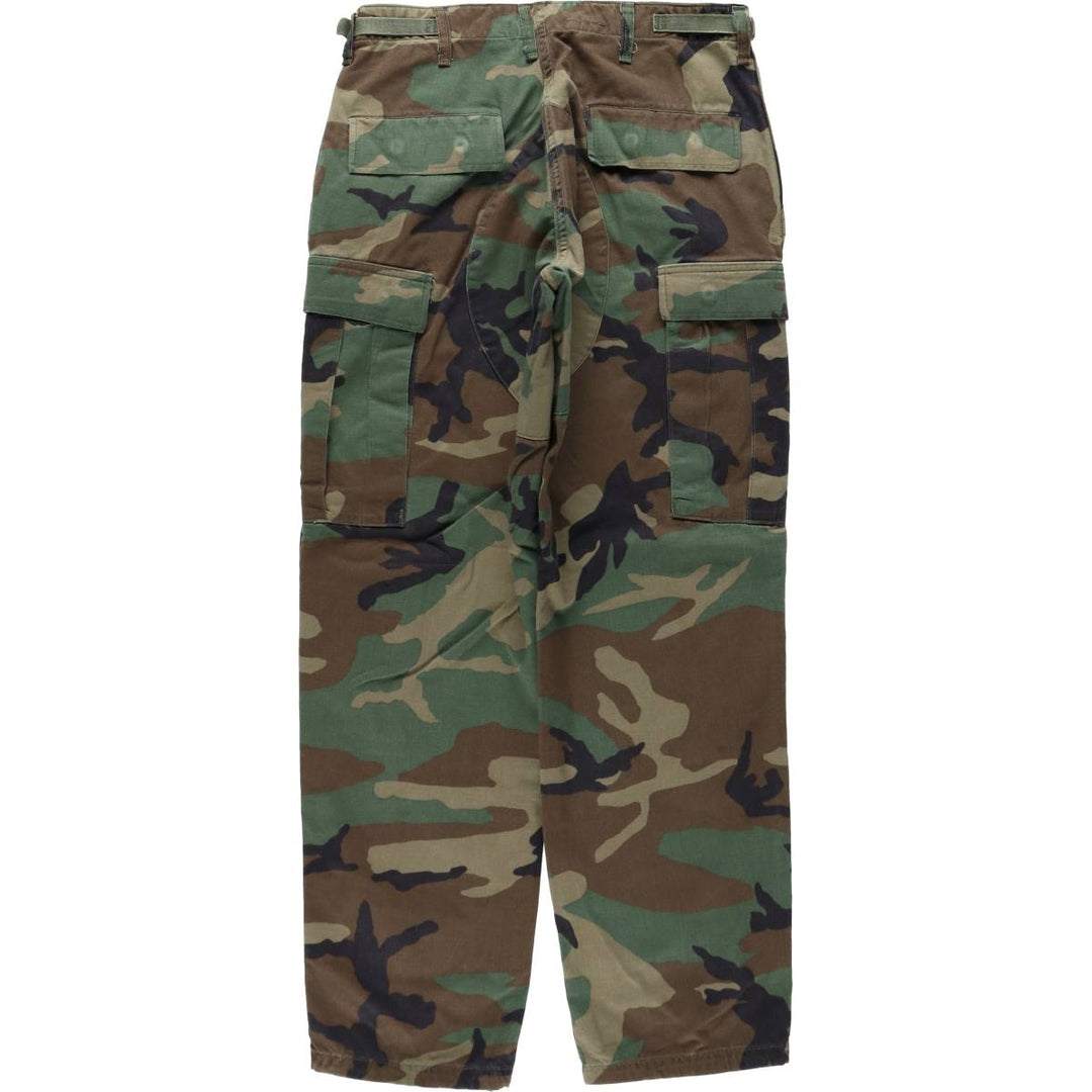 1990'S US Military Issue Camouflage Pattern Woodland Camo Military Cargo Pants Combat Pants Made in USA Men's W30 Equivalent Vintage cotton Khaki type Vintage Second Hand
