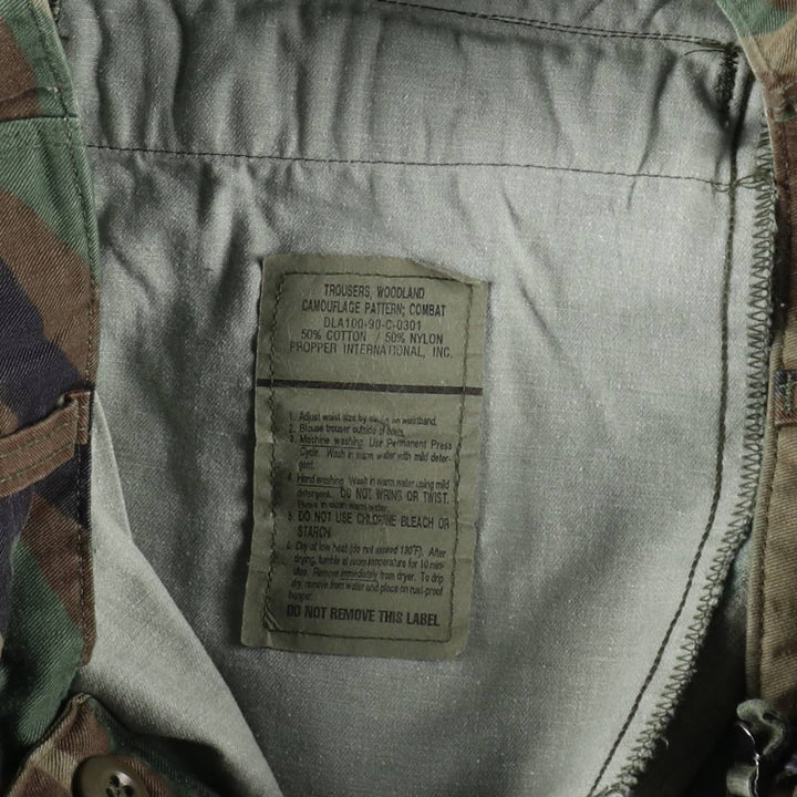 1990'S US Military Issue Camouflage Pattern Woodland Camo Military Cargo Pants Combat Pants Made in USA Men's W30 Equivalent Vintage cotton Khaki type Vintage Second Hand