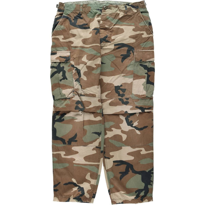 Camouflage Woodland Camo Ripstop Military Cargo Pants/Combat Pants, Large-Regular Size (Men's W38 equivalent) unclear Khaki type Vintage Second Hand