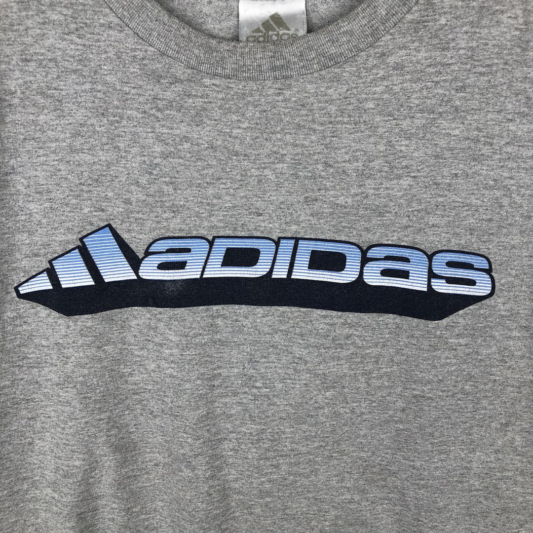 Adidas logo print T-shirt, men's size L cotton gray type Vintage Second Hand