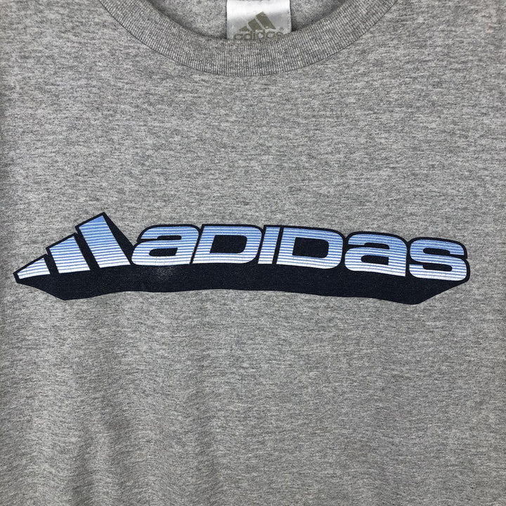 Adidas logo print T-shirt, men's size L cotton gray type Vintage Second Hand