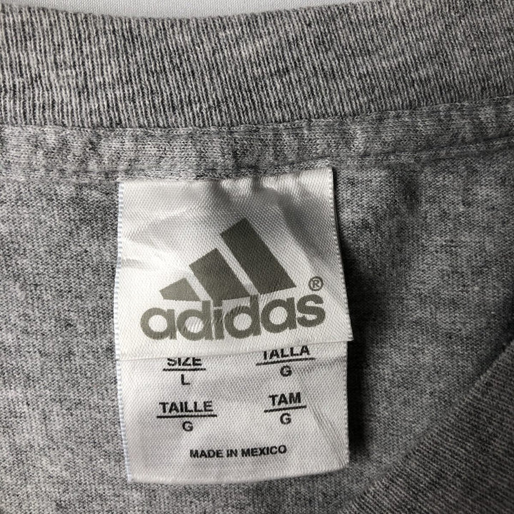 2000'S Adidas sports print T-shirt, men's size L (approx.) cotton gray type Vintage Second Hand