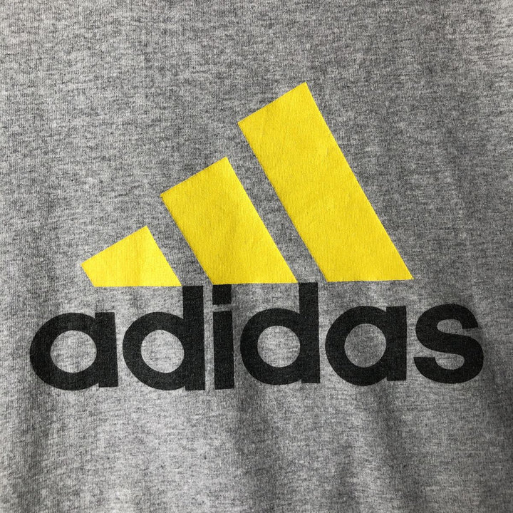 2000'S Adidas sports print T-shirt, men's size L (approx.) cotton gray type Vintage Second Hand