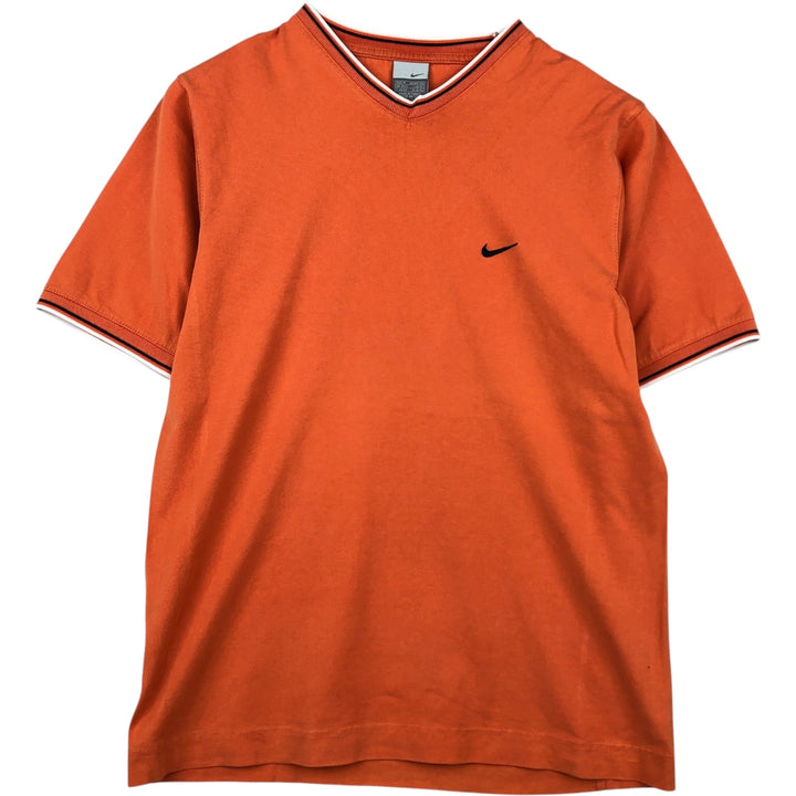 2000'S Nike V-neck T-shirt, men's size M (approx.) unclear orange type Vintage Second Hand