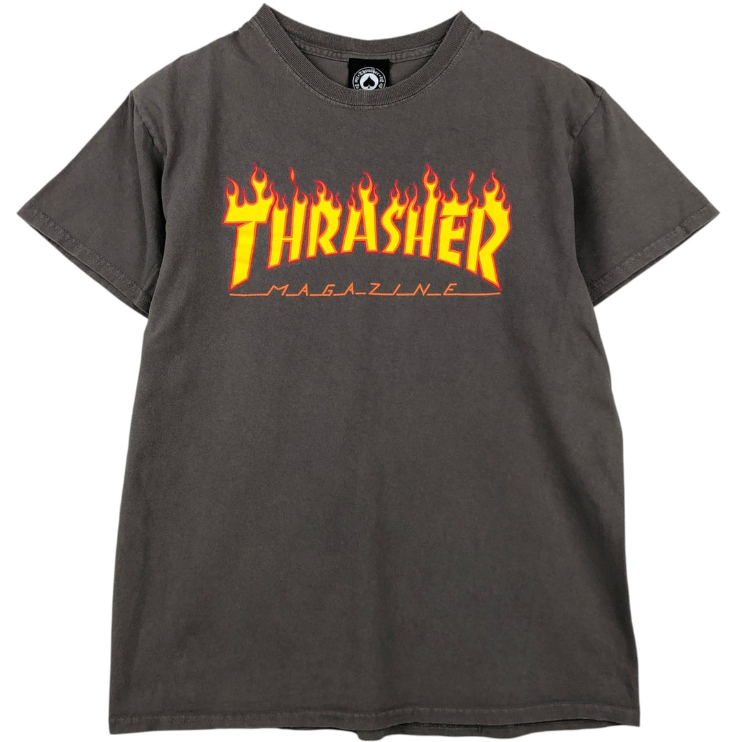 Thrasher Fire Pattern Sport Print T-Shirt, Men's Size M (approx.) cotton gray type Vintage Second Hand
