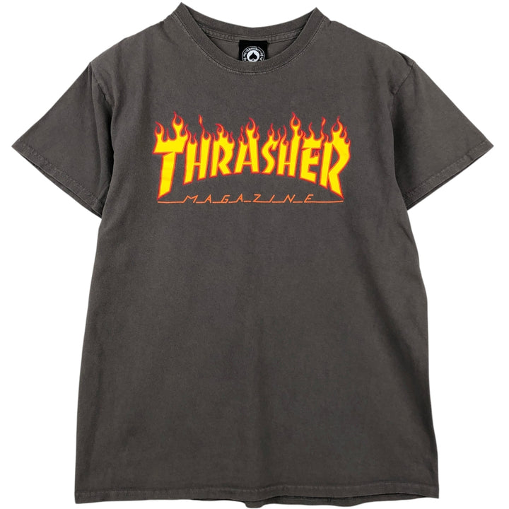 Thrasher Fire Pattern Sport Print T-Shirt, Men's Size M (approx.) cotton gray type Vintage Second Hand