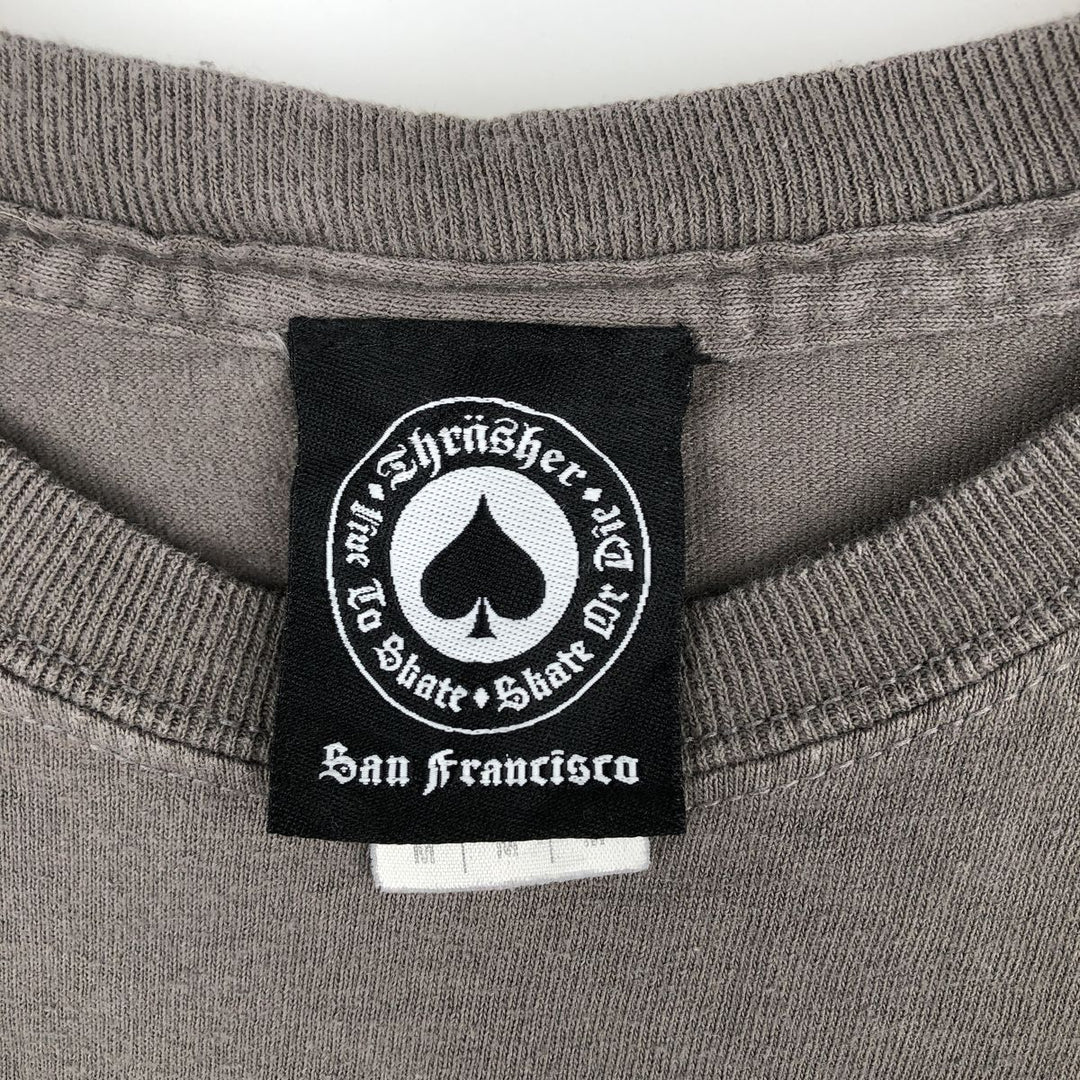 Thrasher Fire Pattern Sport Print T-Shirt, Men's Size M (approx.) cotton gray type Vintage Second Hand