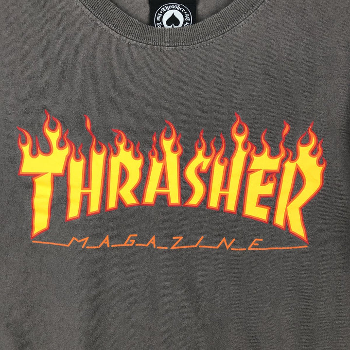 Thrasher Fire Pattern Sport Print T-Shirt, Men's Size M (approx.) cotton gray type Vintage Second Hand