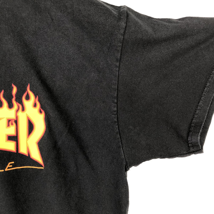 Thrasher Fire Pattern Logo Print T-Shirt, Men's Size L (approx.) cotton black type Vintage Second Hand