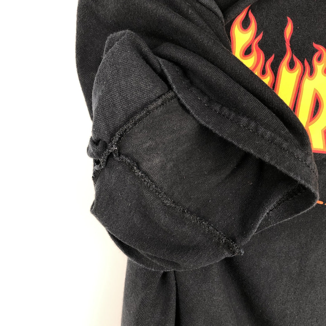 Thrasher Fire Pattern Logo Print T-Shirt, Men's Size L (approx.) cotton black type Vintage Second Hand