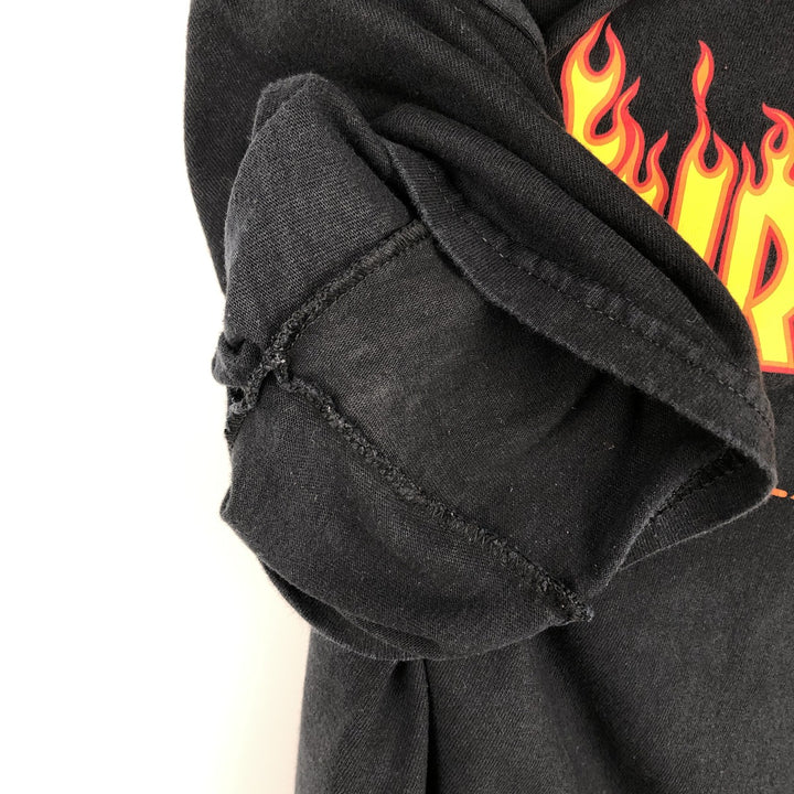 Thrasher Fire Pattern Logo Print T-Shirt, Men's Size L (approx.) cotton black type Vintage Second Hand