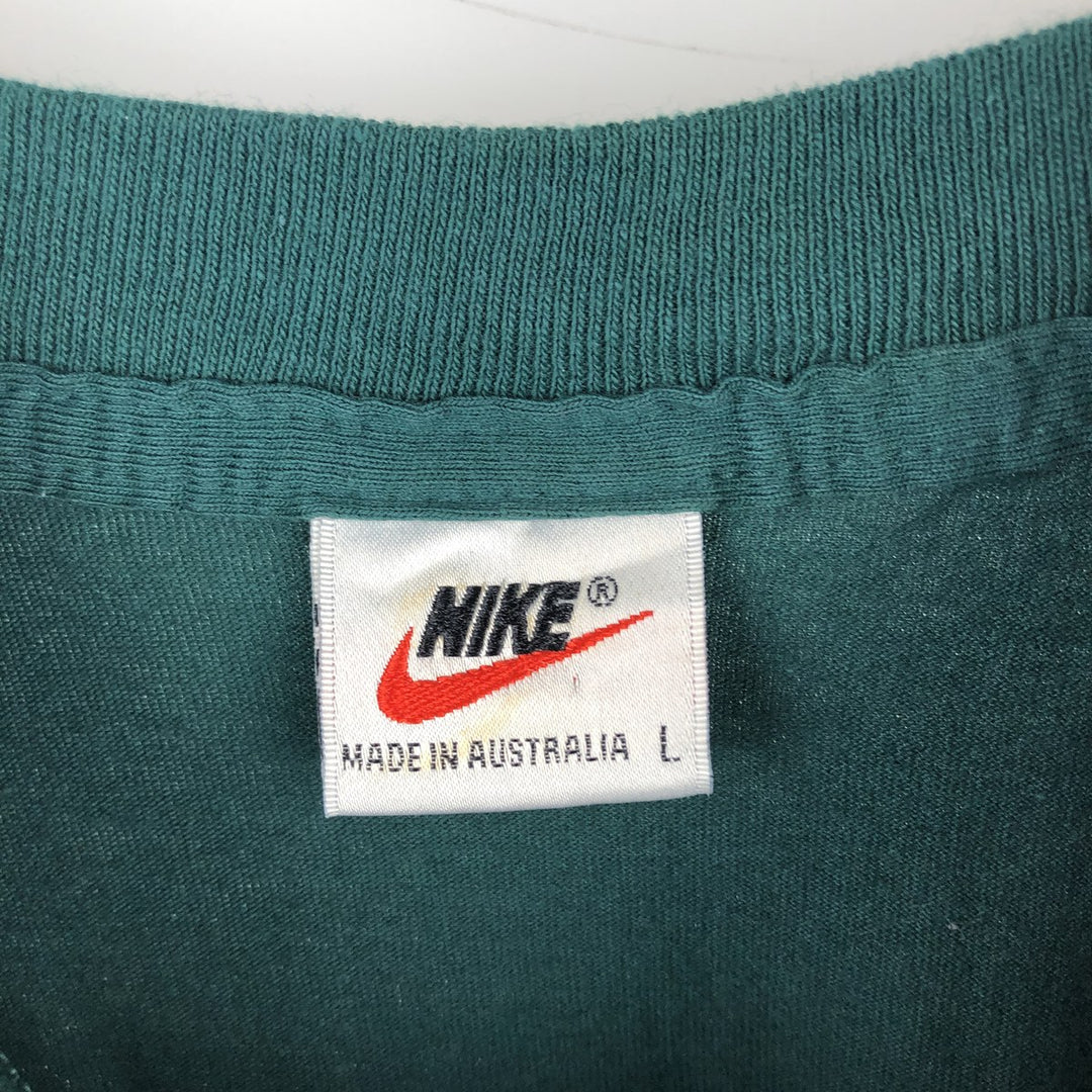 90'S Nike Logo Print T-Shirt, Men's Size L, Vintage cotton green type Vintage Second Hand