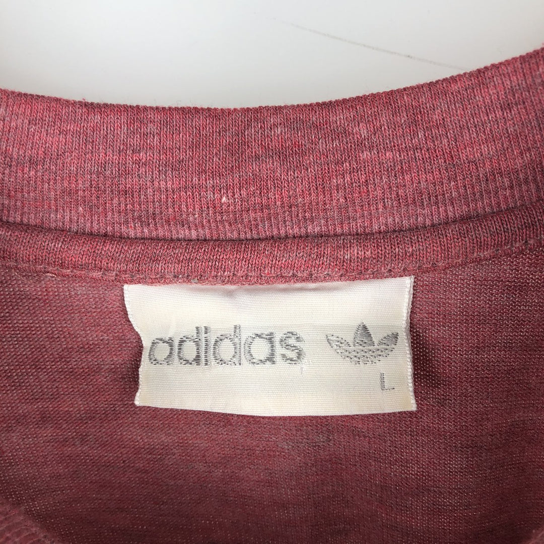 80'S Adidas logo t-shirt, men's size L equivalent, vintage. cotton pink type Vintage Second Hand