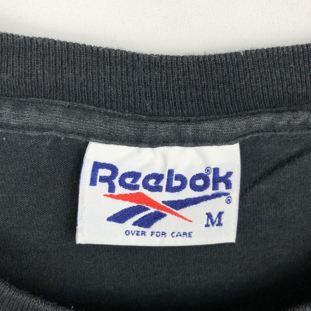 90'S Reebok T-shirt with large logo print, made in USA, men's size M equivalent, vintage. cotton black type Vintage Second Hand