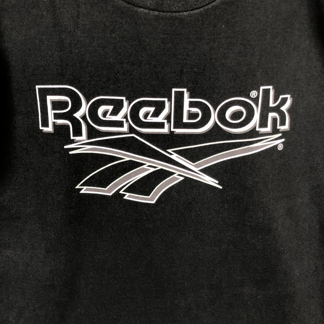 90'S Reebok T-shirt with large logo print, made in USA, men's size M equivalent, vintage. cotton black type Vintage Second Hand