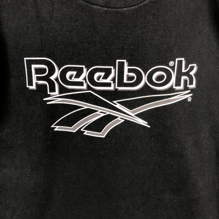 90'S Reebok T-shirt with large logo print, made in USA, men's size M equivalent, vintage. cotton black type Vintage Second Hand