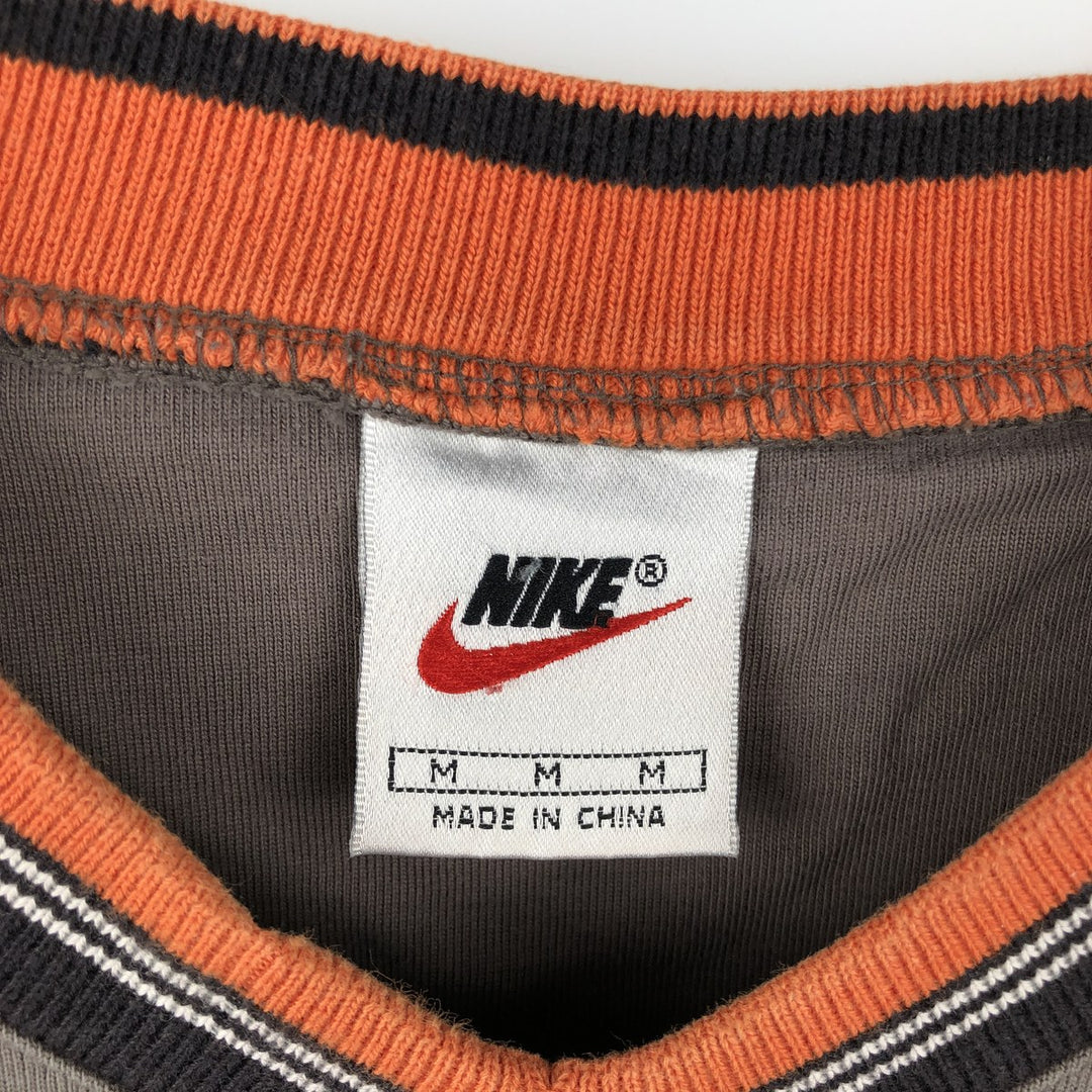 90s-era Nike V-neck T-shirt with a single logo, men's size M equivalent, vintage. cotton Khaki type beige Vintage Second Hand